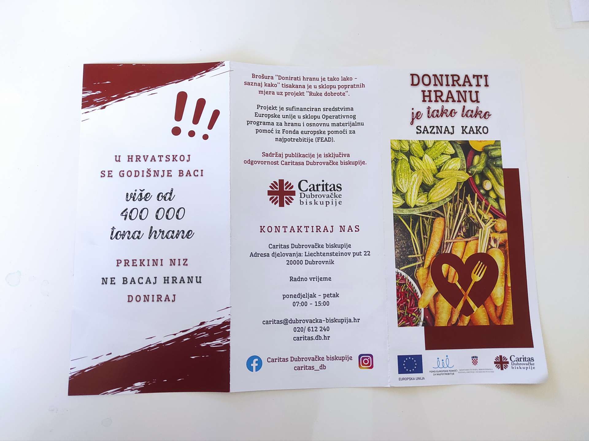 Uz projekt ''Ruke dobrote'' širom Grada distribuirani plakati i letci o važnosti doniranja hrane