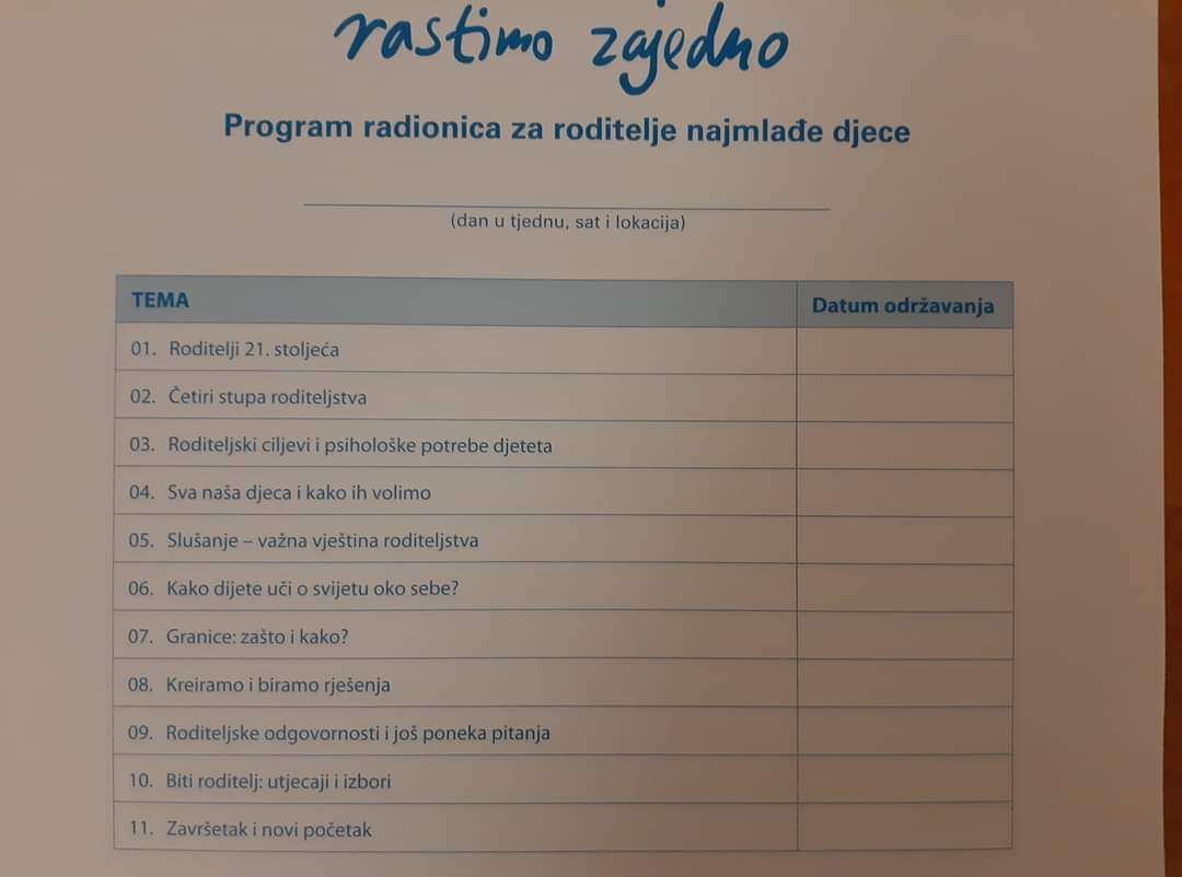 Obiteljsko savjetovalište: Završio ciklus radionica ‘’Rastimo zajedno’’ namijenjenih roditeljima