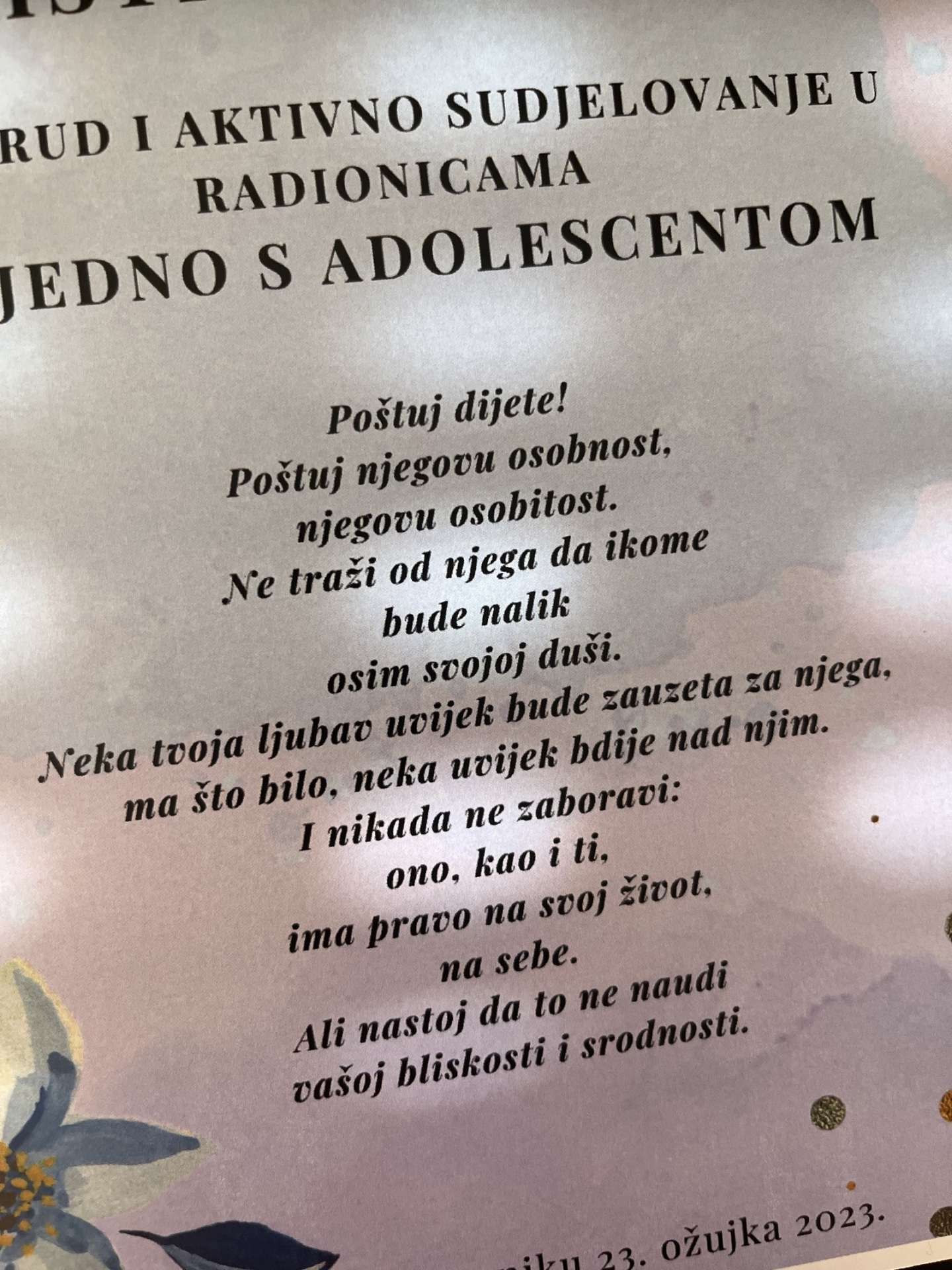 Završio prvi ciklus radionica ''Zajedno s adolescentom'' Obiteljskog savjetovališta